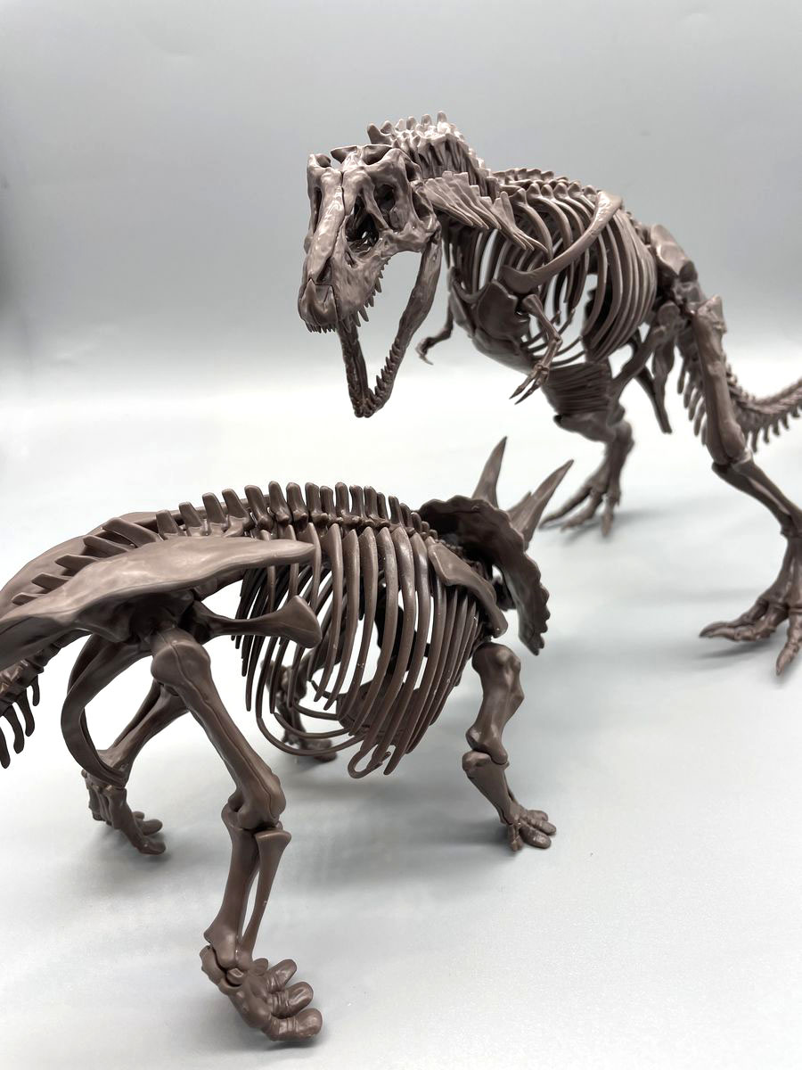 完成したティラノサウルスとトリケラトプスでポージングを考える 達人のプラモ術 恐竜骨格模型 Gp Part 3