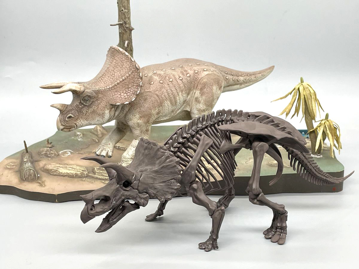 完成したティラノサウルスとトリケラトプスでポージングを考える 達人のプラモ術 恐竜骨格模型 Gp Part 2